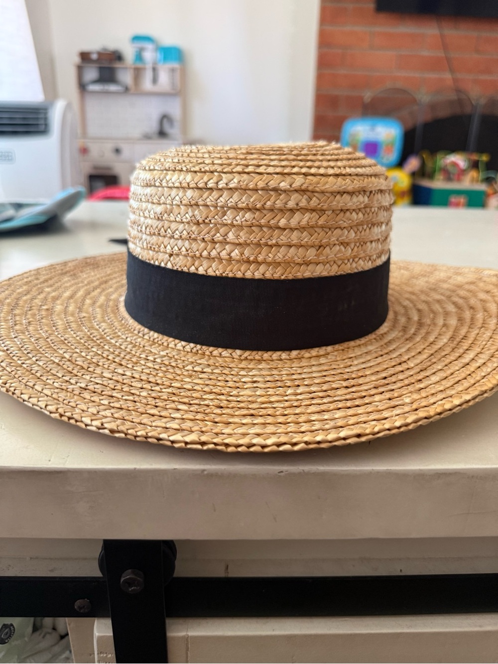 Men's Straw Boater Hat with Black Band